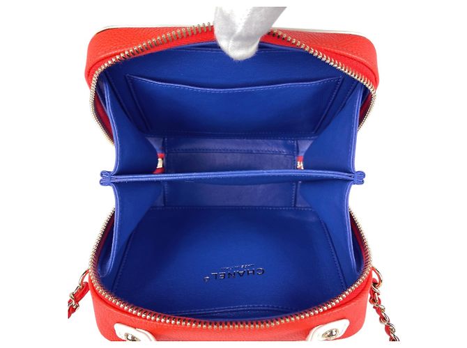 Borsa Vanity Chanel Matelassé Bianco Rosso Blu - vista 11