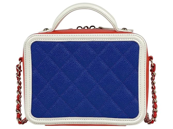Borsa Vanity Chanel Matelassé Bianco Rosso Blu - vista 3