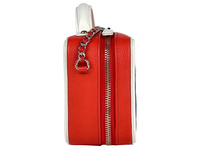 Borsa Vanity Chanel Matelassé Bianco Rosso Blu - vista 4