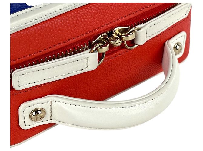 Borsa Vanity Chanel Matelassé Bianco Rosso Blu - vista 9