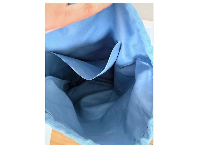 Chanel Denim Drawstring Backpack Blue - view 6