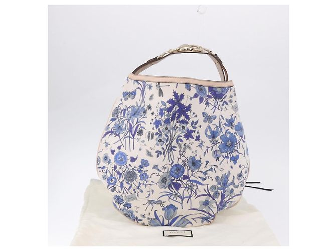 Borsa a tracolla GUCCI Flora Horsebit Canvas Beige Gold 170014 Auth 198680M D'oro - vista 12
