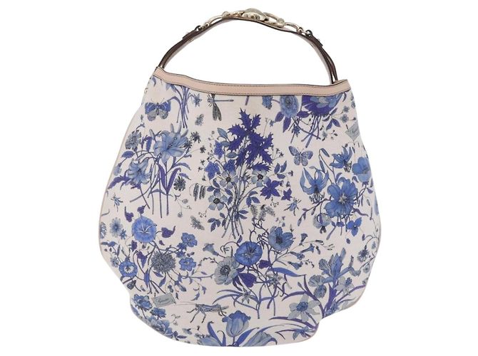 Borsa a tracolla GUCCI Flora Horsebit Canvas Beige Gold 170014 Auth 198680M D'oro - vista 13