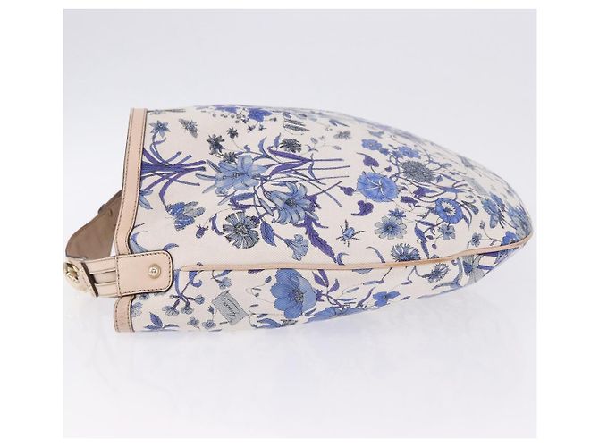 Borsa a tracolla GUCCI Flora Horsebit Canvas Beige Gold 170014 Auth 198680M D'oro - vista 4