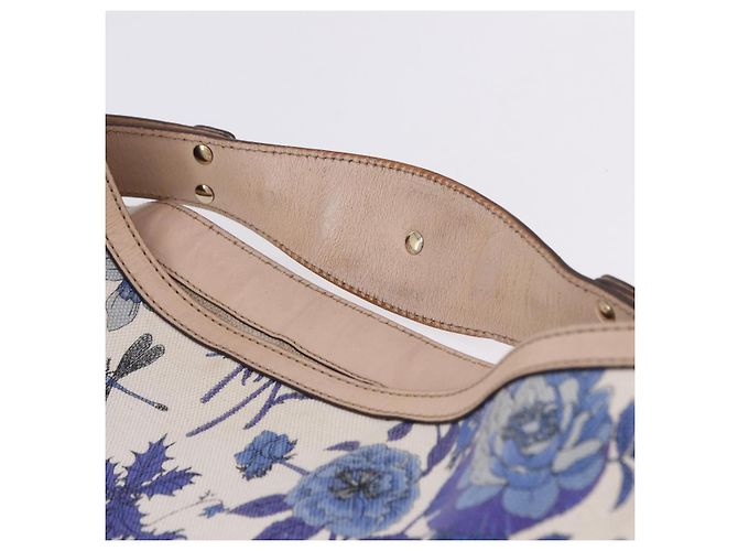 Borsa a tracolla GUCCI Flora Horsebit Canvas Beige Gold 170014 Auth 198680M D'oro - vista 8