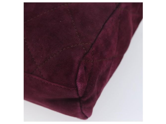 Bolsa de Ombro de Corrente Acolchoada PRADA em Camurça Bordeaux Gold Auth yk20855A Dourado - vista 14