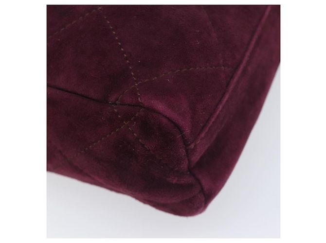 Bolsa de Ombro de Corrente Acolchoada PRADA em Camurça Bordeaux Gold Auth yk20855A Dourado - vista 15