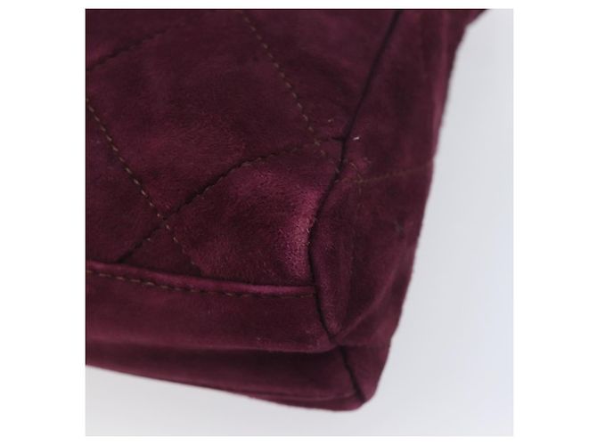 Bolsa de Ombro de Corrente Acolchoada PRADA em Camurça Bordeaux Gold Auth yk20855A Dourado - vista 16