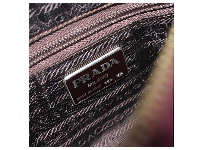 Bolsa de Ombro de Corrente Acolchoada PRADA em Camurça Bordeaux Gold Auth yk20855A Dourado - vista 18