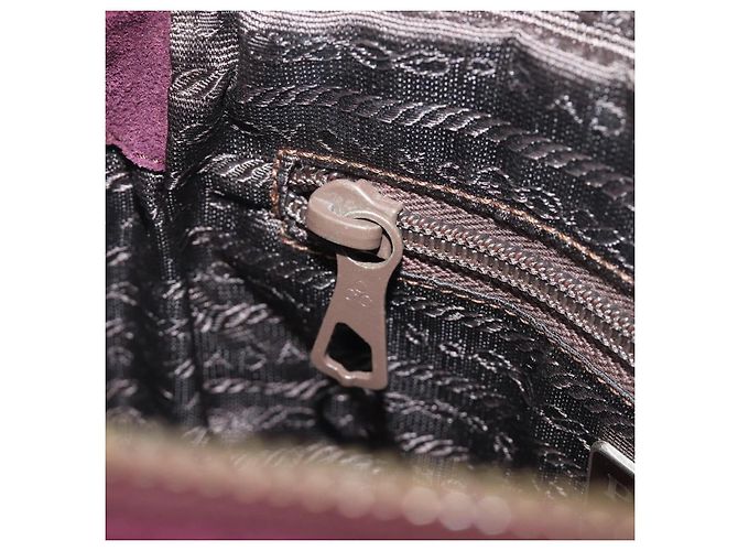 Bolsa de Ombro de Corrente Acolchoada PRADA em Camurça Bordeaux Gold Auth yk20855A Dourado - vista 21