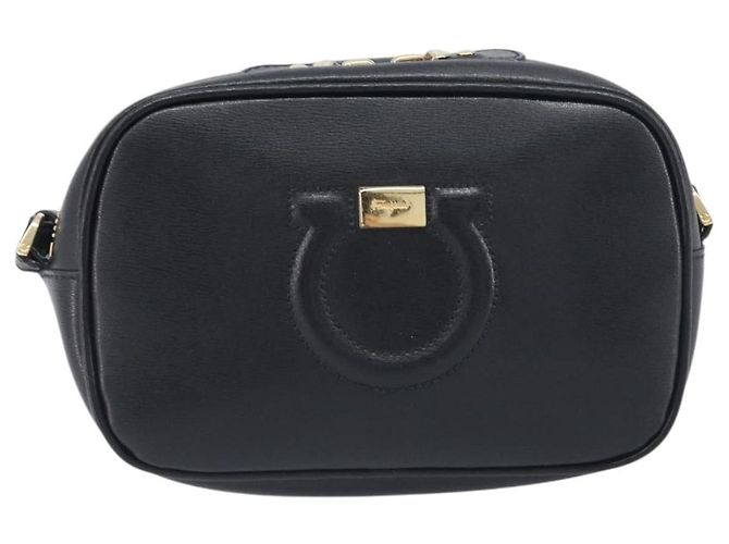Borsa a tracolla Salvatore Ferragamo Gancini in pelle nera e oro Auth BA15079A - vista 13