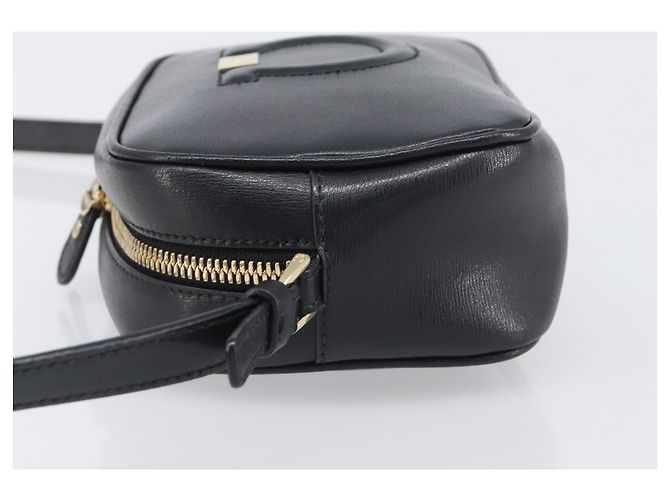 Borsa a tracolla Salvatore Ferragamo Gancini in pelle nera e oro Auth BA15079A - vista 4
