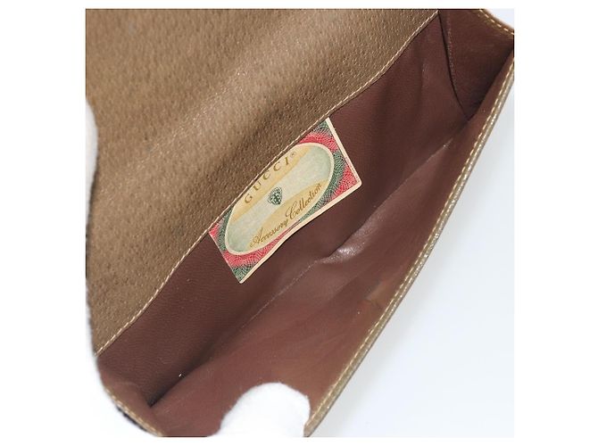 Portefeuille long GUCCI GG Supreme Web Sherry Line PVC Beige Gold Auth 196939 Doré - vue 11