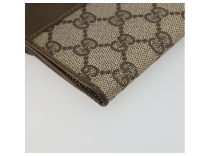 Portefeuille long GUCCI GG Supreme Web Sherry Line PVC Beige Gold Auth 196939 Doré - vue 14