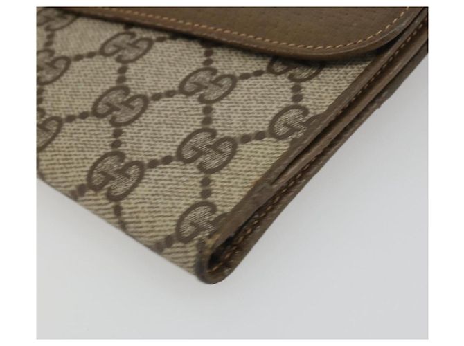 Portefeuille long GUCCI GG Supreme Web Sherry Line PVC Beige Gold Auth 196939 Doré - vue 15