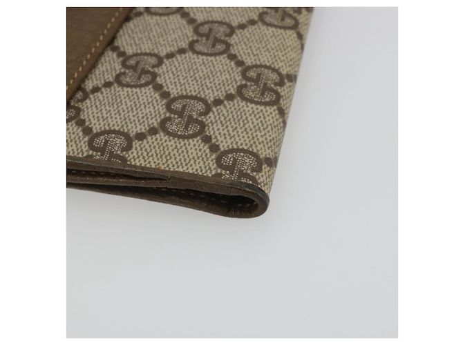 Portefeuille long GUCCI GG Supreme Web Sherry Line PVC Beige Gold Auth 196939 Doré - vue 16