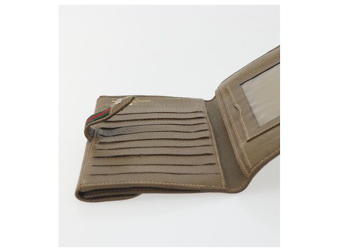 Portefeuille long GUCCI GG Supreme Web Sherry Line PVC Beige Gold Auth 196939 Doré - vue 21