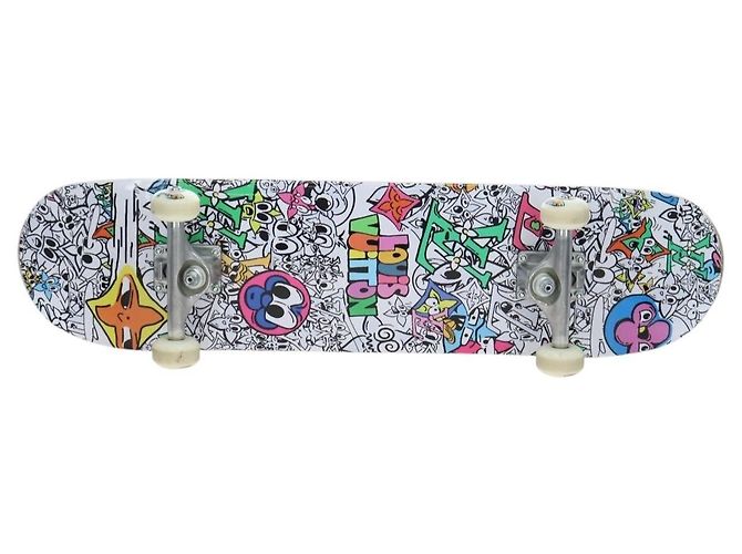 LOUIS VUITTON Monogram Comics Skateboard Maple Wood GI0884 LV Auth ar14157SAM Blanc Bleu Multicolore - vue 8