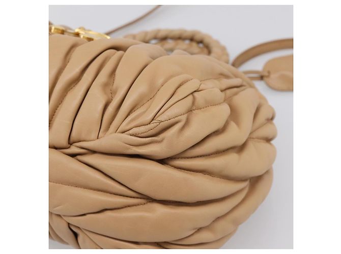Borsa a mano Miu Miu Matelassé in pelle 2way Beige Gold Auth 196973V D'oro - vista 15
