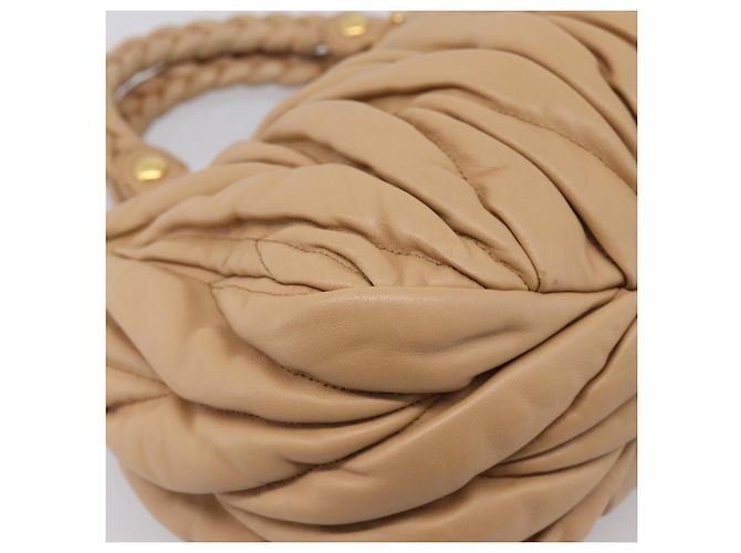 Borsa a mano Miu Miu Matelassé in pelle 2way Beige Gold Auth 196973V D'oro - vista 18