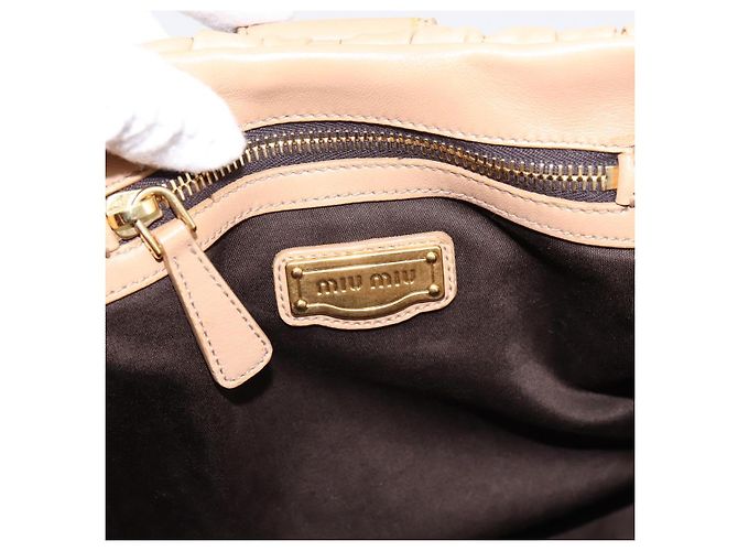 Borsa a mano Miu Miu Matelassé in pelle 2way Beige Gold Auth 196973V D'oro - vista 19