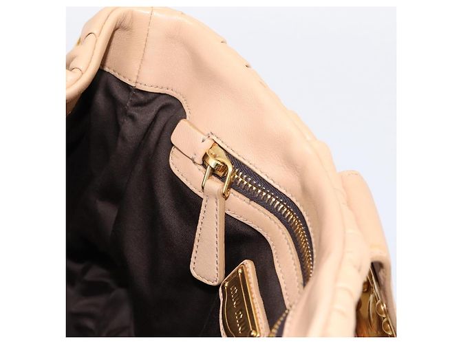 Borsa a mano Miu Miu Matelassé in pelle 2way Beige Gold Auth 196973V D'oro - vista 22