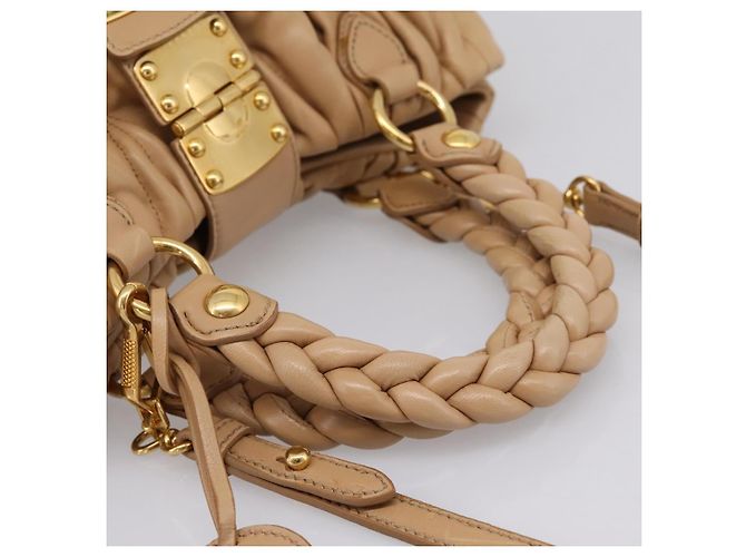 Borsa a mano Miu Miu Matelassé in pelle 2way Beige Gold Auth 196973V D'oro - vista 7