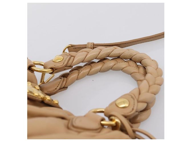 Borsa a mano Miu Miu Matelassé in pelle 2way Beige Gold Auth 196973V D'oro - vista 8