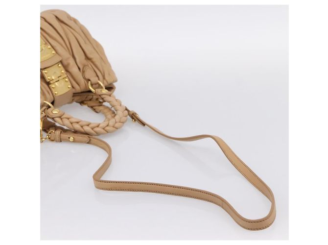 Borsa a mano Miu Miu Matelassé in pelle 2way Beige Gold Auth 196973V D'oro - vista 9