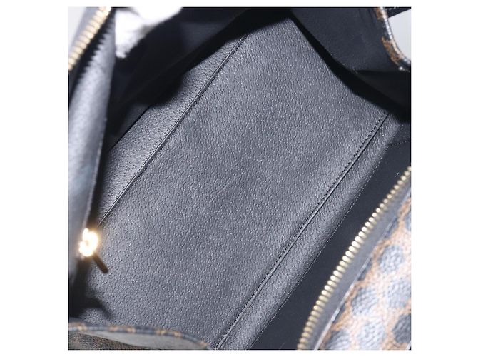 Céline Borsa a mano CELINE Macadam Canvas PVC Leather Black Gold Auth 197786A Nero D'oro - vista 10