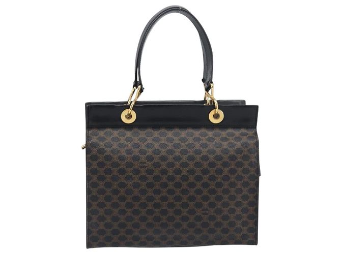Céline Borsa a mano CELINE Macadam Canvas PVC Leather Black Gold Auth 197786A Nero D'oro - vista 13