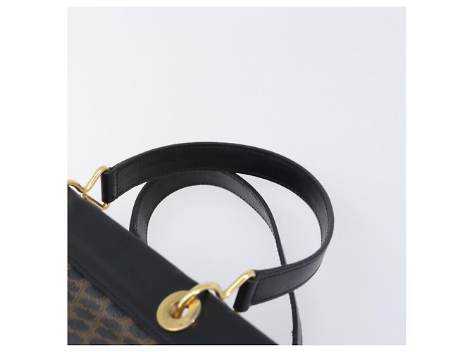 Céline Borsa a mano CELINE Macadam Canvas PVC Leather Black Gold Auth 197786A Nero D'oro - vista 14