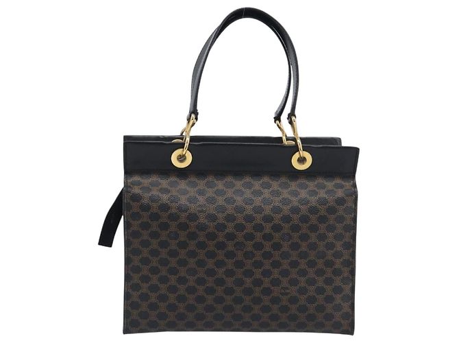 Céline Borsa a mano CELINE Macadam Canvas PVC Leather Black Gold Auth 197786A Nero D'oro - vista 2