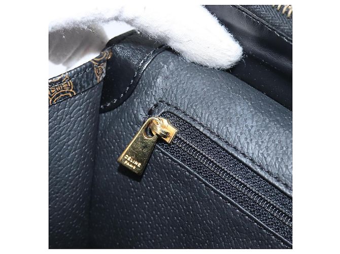 Céline Borsa a mano CELINE Macadam Canvas PVC Leather Black Gold Auth 197786A Nero D'oro - vista 21