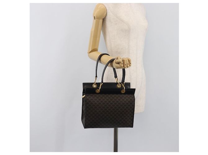 Céline Borsa a mano CELINE Macadam Canvas PVC Leather Black Gold Auth 197786A Nero D'oro - vista 24