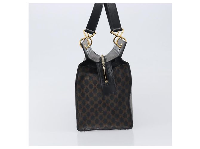 Céline Borsa a mano CELINE Macadam Canvas PVC Leather Black Gold Auth 197786A Nero D'oro - vista 4