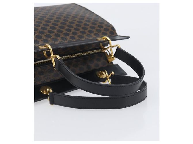 Céline Borsa a mano CELINE Macadam Canvas PVC Leather Black Gold Auth 197786A Nero D'oro - vista 7