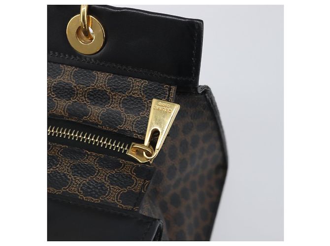 Céline Borsa a mano CELINE Macadam Canvas PVC Leather Black Gold Auth 197786A Nero D'oro - vista 9