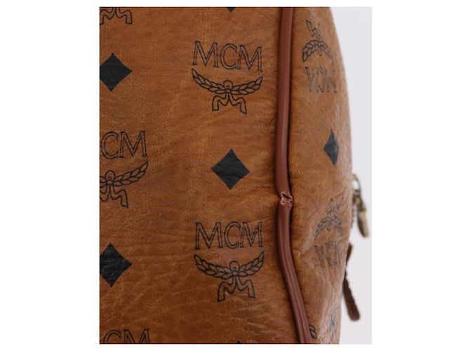 Borsa Boston MCM Vicetos Logogram PVC Leather Brown Gold Auth 200899 Marrone D'oro - vista 10