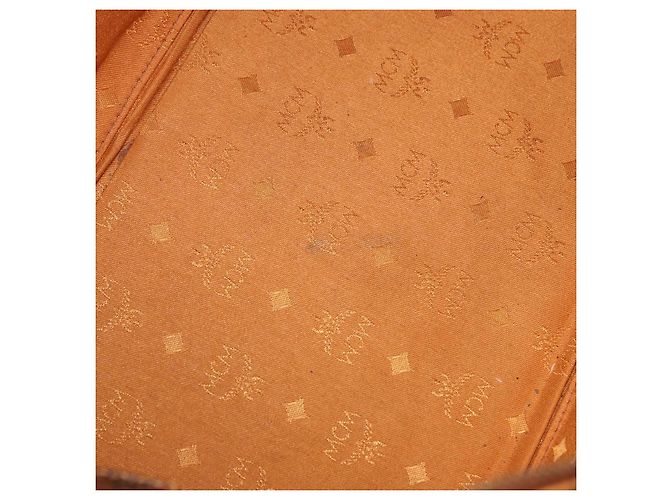 Borsa Boston MCM Vicetos Logogram PVC Leather Brown Gold Auth 200899 Marrone D'oro - vista 11
