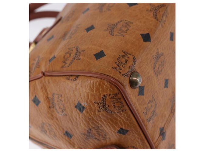 Borsa Boston MCM Vicetos Logogram PVC Leather Brown Gold Auth 200899 Marrone D'oro - vista 17