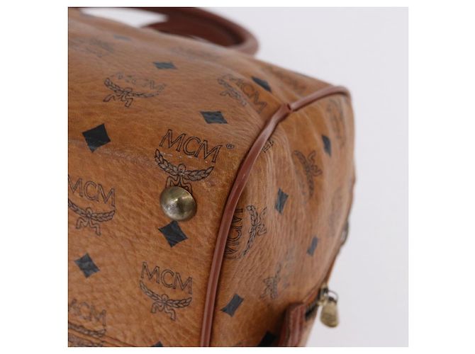 Borsa Boston MCM Vicetos Logogram PVC Leather Brown Gold Auth 200899 Marrone D'oro - vista 18