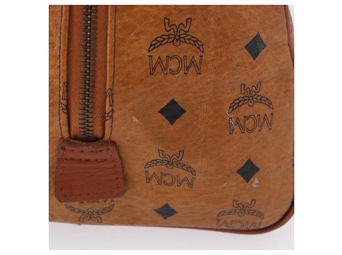 Borsa Boston MCM Vicetos Logogram PVC Leather Brown Gold Auth 200899 Marrone D'oro - vista 4