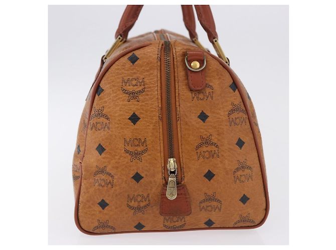 Borsa Boston MCM Vicetos Logogram PVC Leather Brown Gold Auth 200899 Marrone D'oro - vista 5