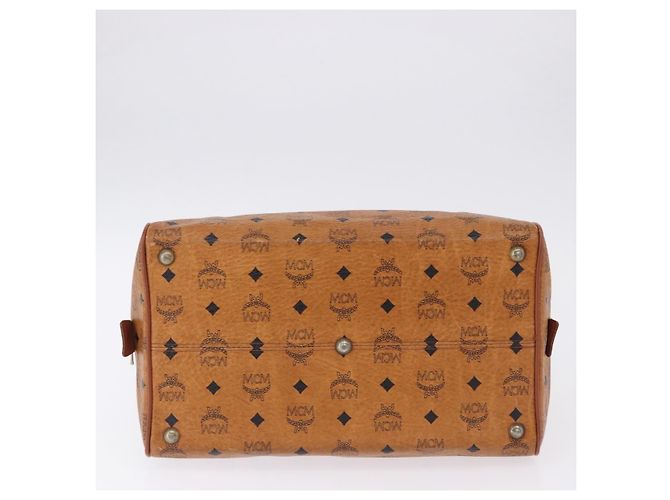 Borsa Boston MCM Vicetos Logogram PVC Leather Brown Gold Auth 200899 Marrone D'oro - vista 6