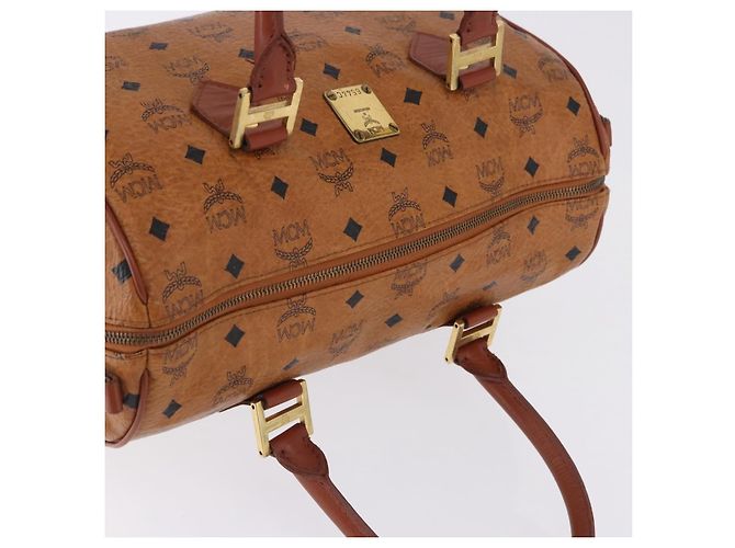Borsa Boston MCM Vicetos Logogram PVC Leather Brown Gold Auth 200899 Marrone D'oro - vista 7