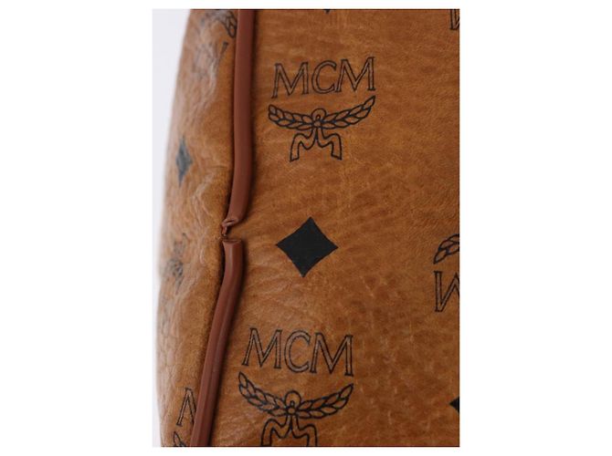 Borsa Boston MCM Vicetos Logogram PVC Leather Brown Gold Auth 200899 Marrone D'oro - vista 9