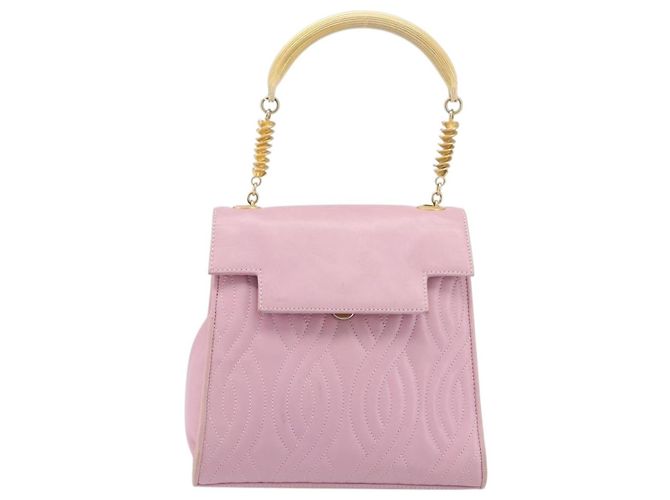 Borsa a mano FENDI in pelle rosa tono oro Auth ep15666A - vista 13