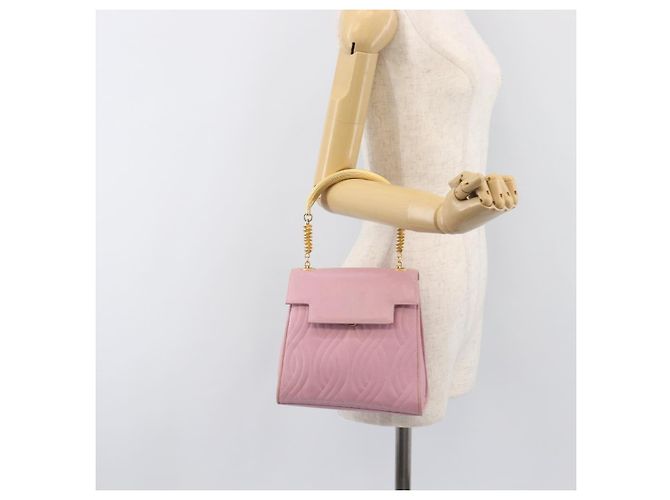 Borsa a mano FENDI in pelle rosa tono oro Auth ep15666A - vista 23