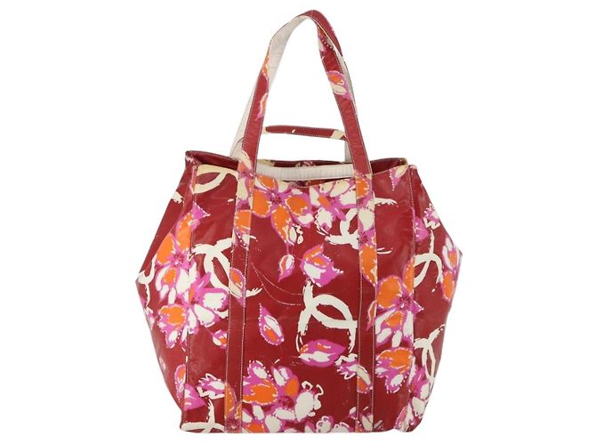 Borsa Tote CHANEL High Summer Line PVC Canvas Red CC Auth BA15144 Rosso - vista 13